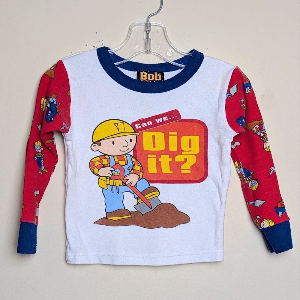 Bob The Builder Vintage 2001 Wormser Toddler Long Sleeve Sleep Shirt Kids 3T